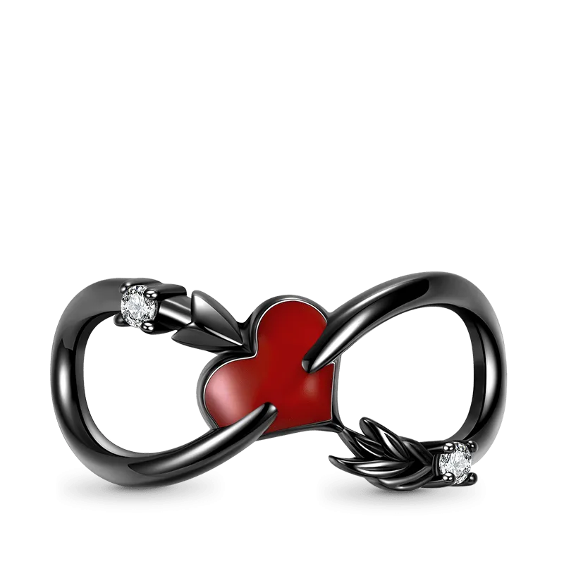 Charm Freccia E Cuore In Argento 925 Placcato Nero