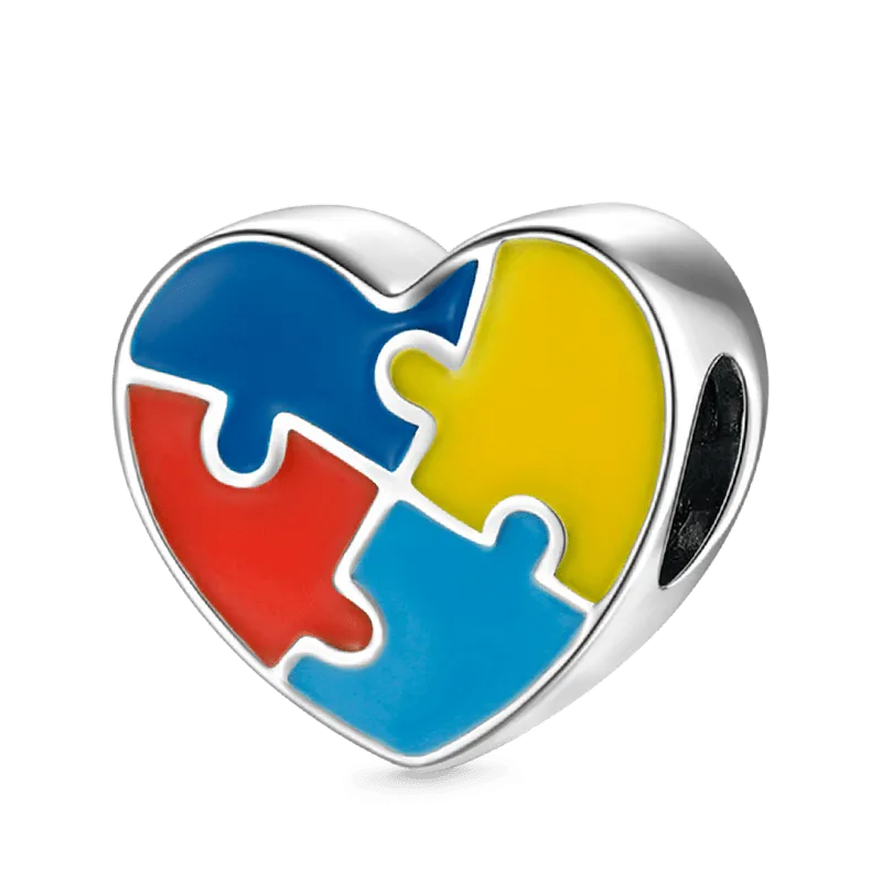 Charm Dell'Autismo In Argento Sterling 925 Con Smalti Colorati