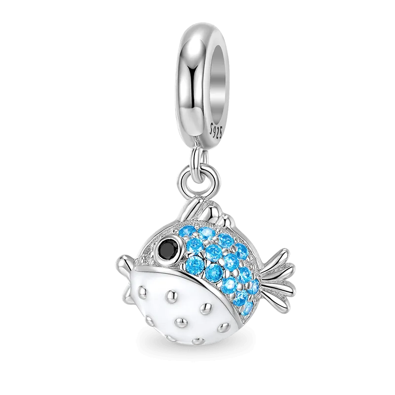 Gnoce Charm Ciondolo Pesce Palla In Argento s925