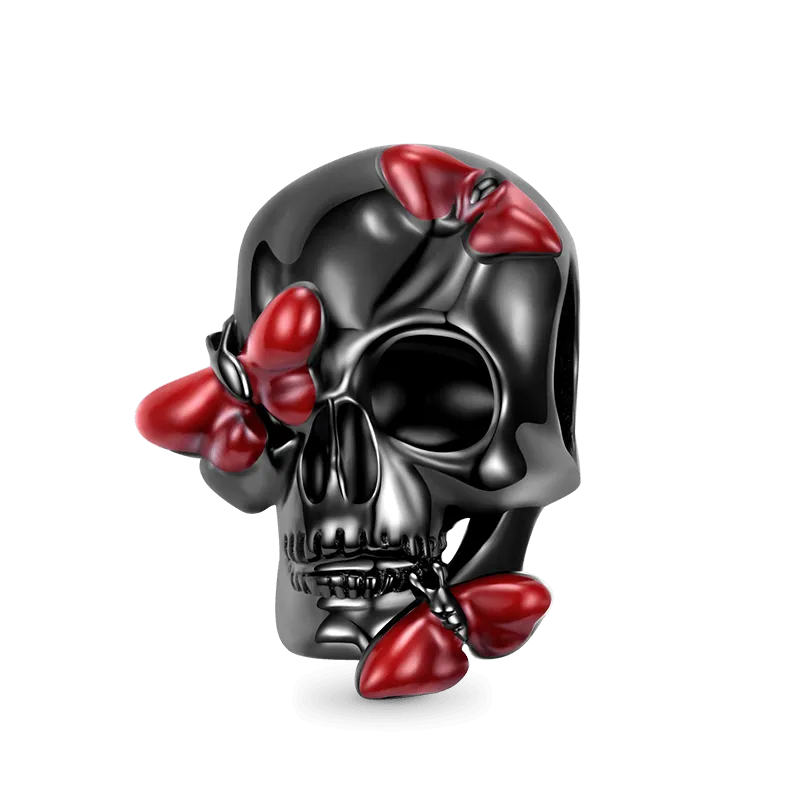 Charm Teschio In Argento 925 Placcato Nero