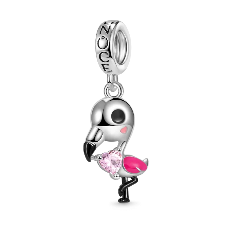 Ciondolo Fenicottero Abbraccia La Pietra Cuore