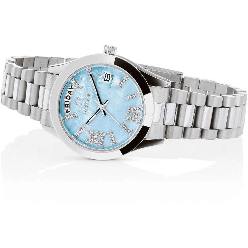 Orologio Donna HOOPS LUXURY DAY DATE 2625L-S02 Acciaio Celeste Swarovski