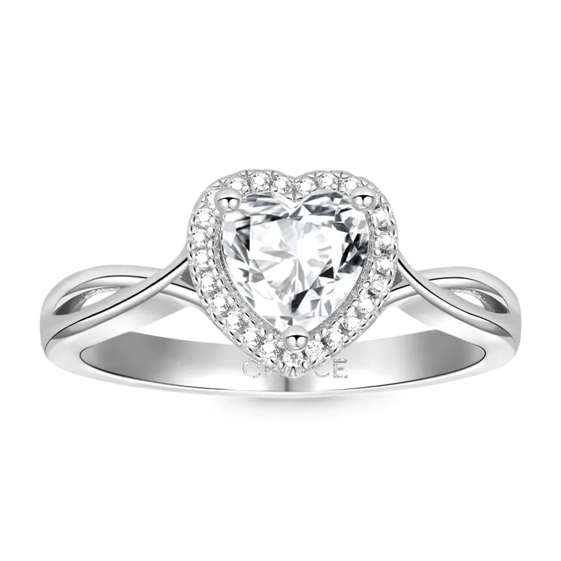 Gnoce Anello Con Cuore Intrecciato Scintillante