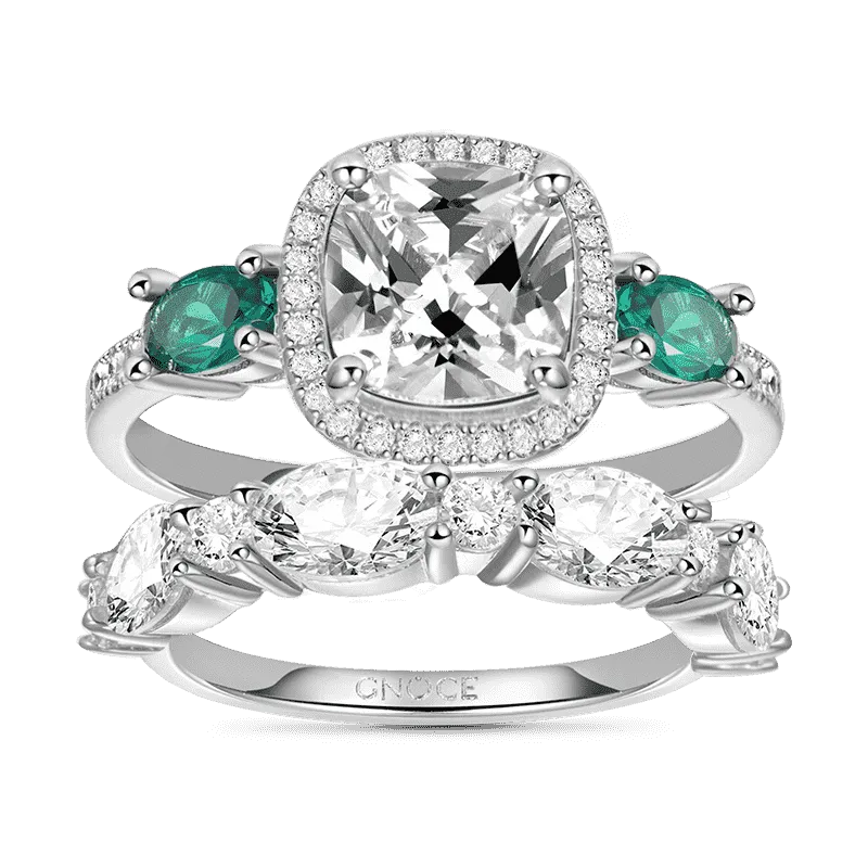 Gnoce Set Di Anelli A Fascia Vintage E Taglio Quadrato