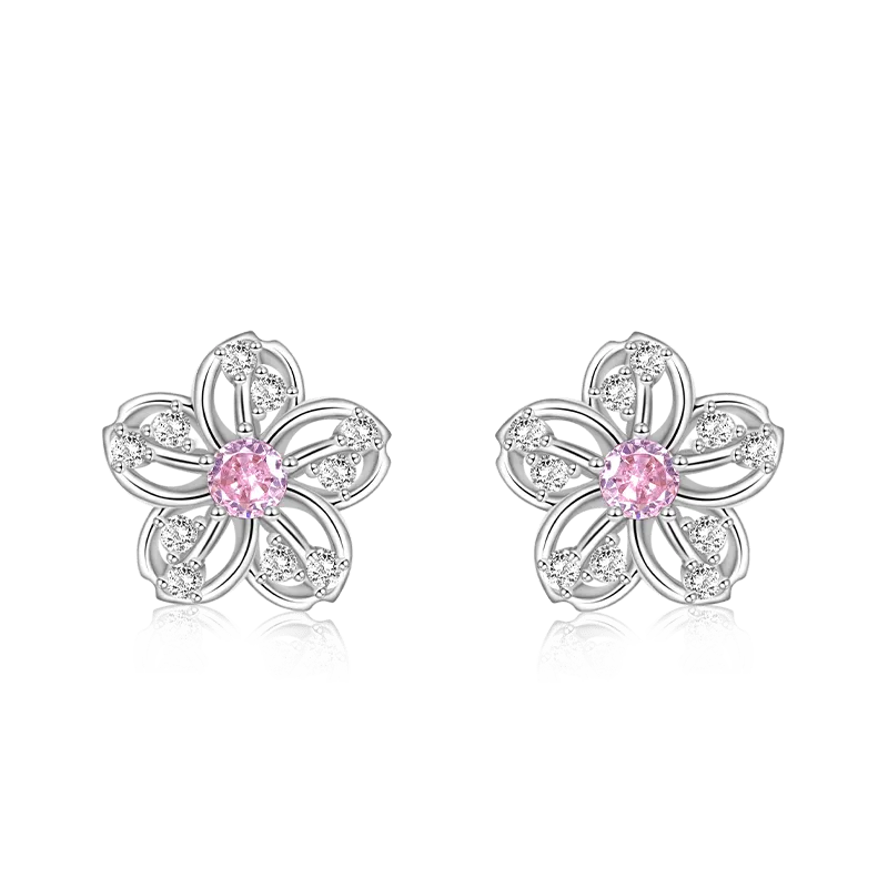 Gnoce Orecchini Bottone Con Fiori Di Ciliegio