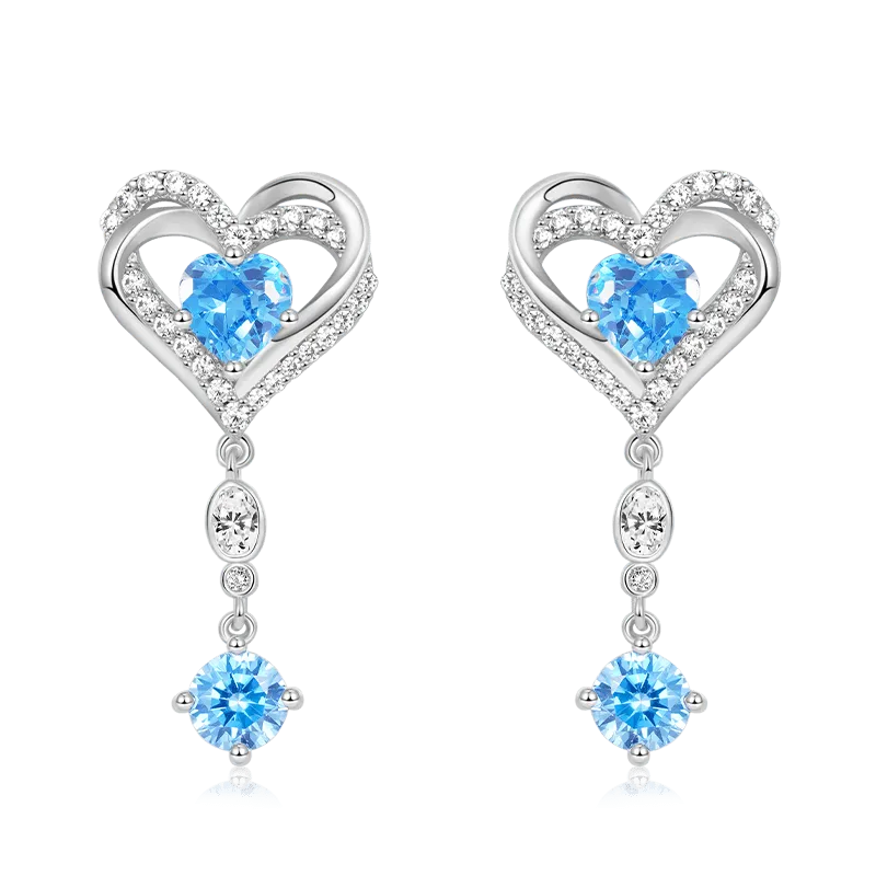 Gnoce Orecchini Eleganti Pendenti Con Triplo Cuore Cerchiati