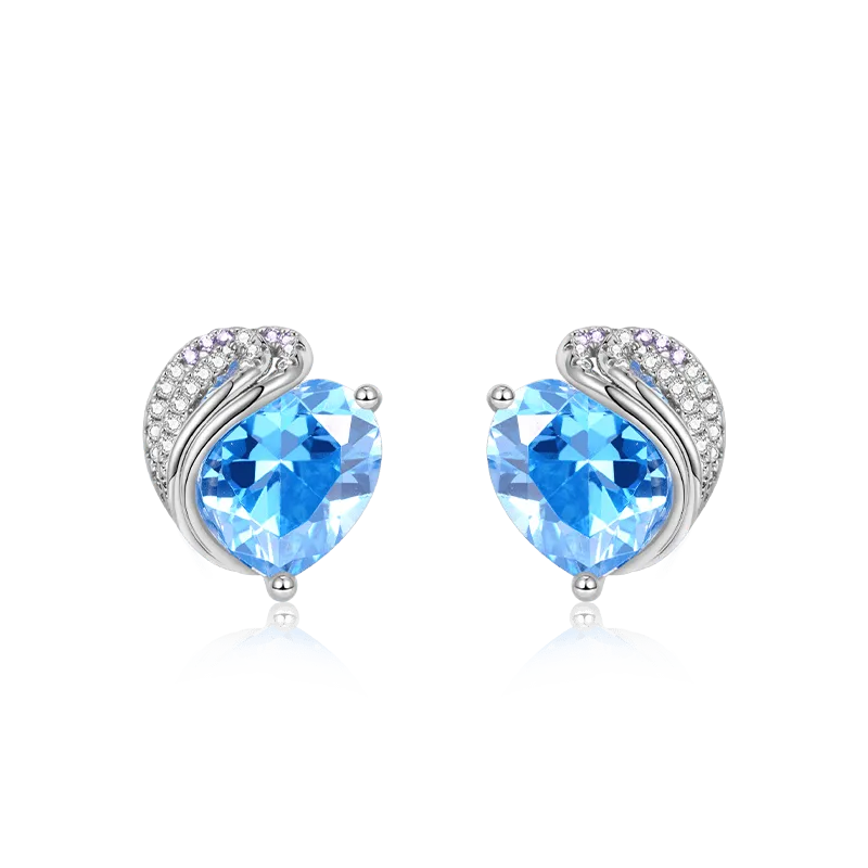 Gnoce Orecchini A Bottone Con Cuore Annodato Blu