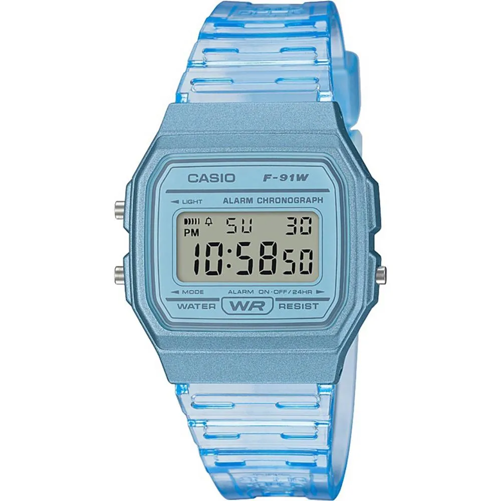 Orologio CASIO F-91WS-2DF Uomo Donna Unisex VINTAGE Silicone Celeste