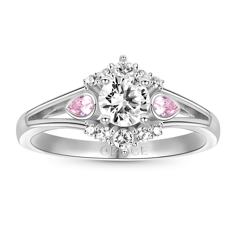 Gnoce Anello Elegante Promessa Taglio Rotondo