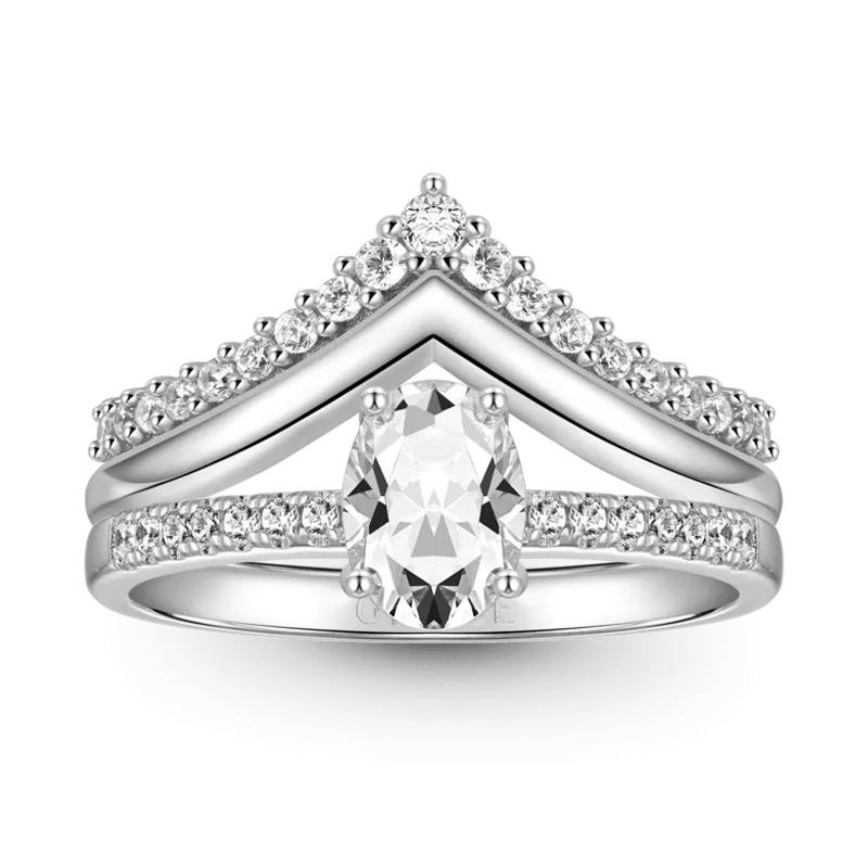 Gnoce Set Di Anelli Impilabili Con Braccio Oscillante Con Taglio Ovale Classico