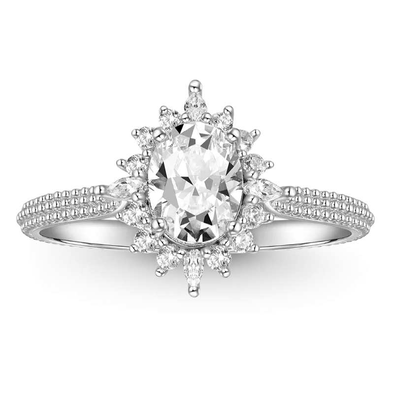 Gnoce Luccicante Anello A Quattro Punte Con Taglio Ovale