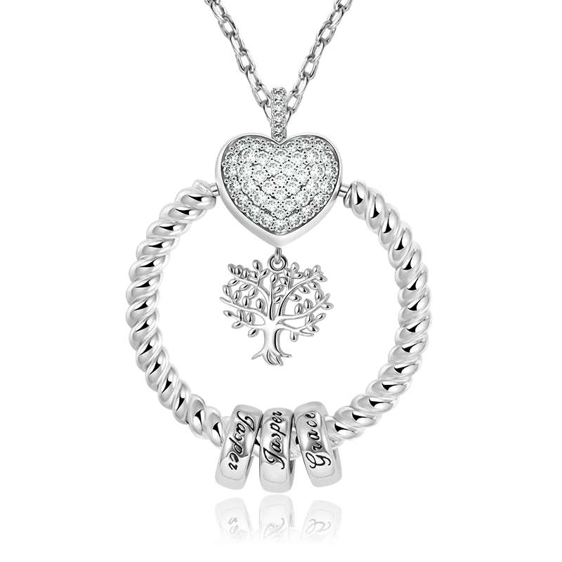 Gnoce Collana Cuore Albero della Vita con Ciondolo Personalizzato a Forma di O Apribile