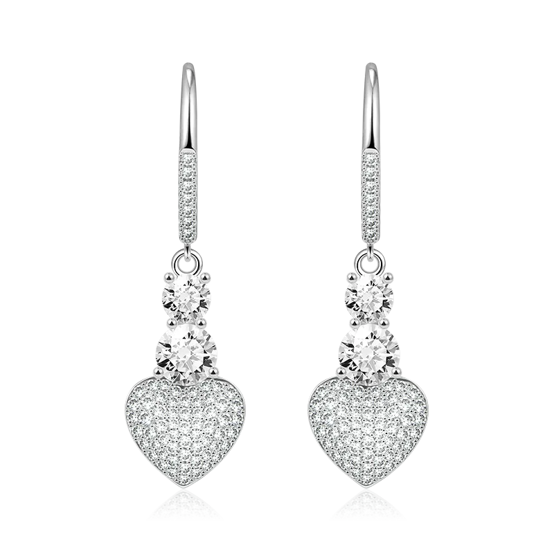 Gnoce Orecchini Pendenti Scintillanti a Cuore