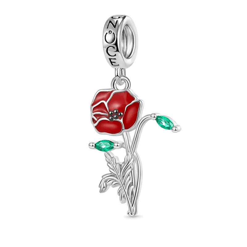 Gnoce Charm Ciondolo Rosso Papavero Fiore