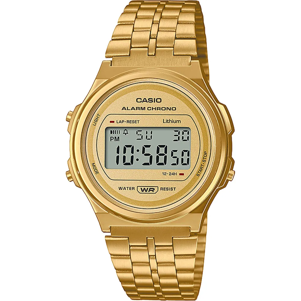 Orologio CASIO A171WEG-9ADF Digitale VINTAGE Acciaio Gold Chrono Alarm