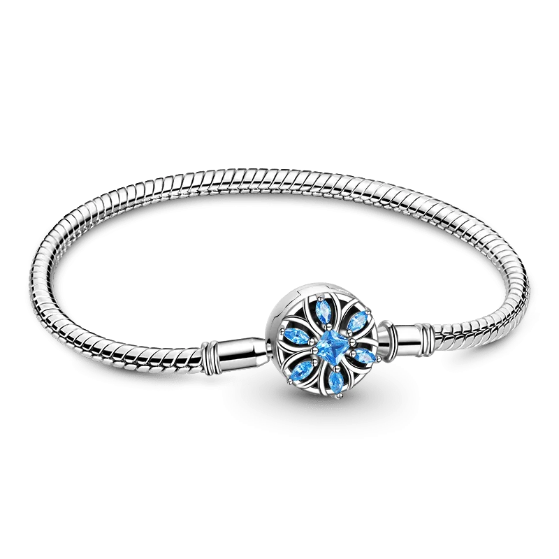 Gnoce Bracciale Base Fiore Blu Primula Catena A Serpente