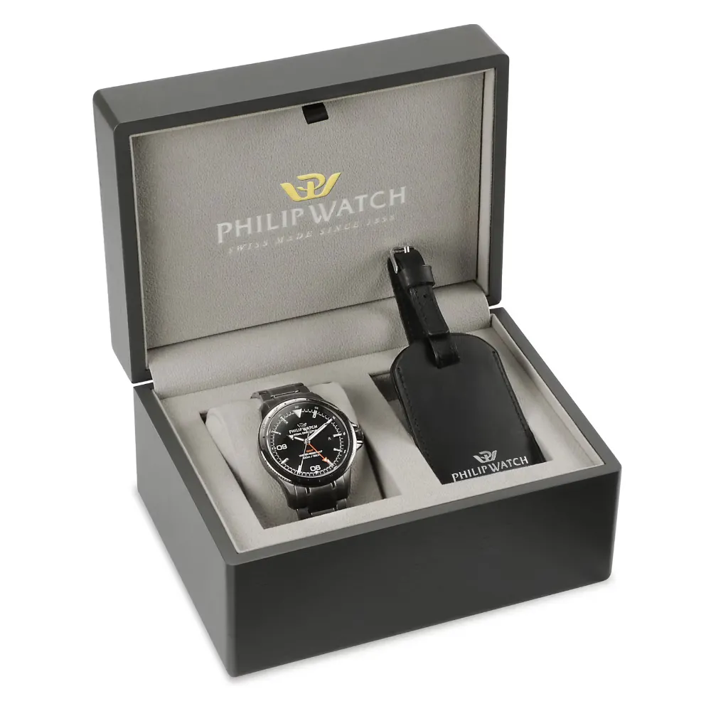 Orologio Uomo PHILIP WATCH GRAND REEF GMT R8253214002 Acciaio Nero SWISS MADE