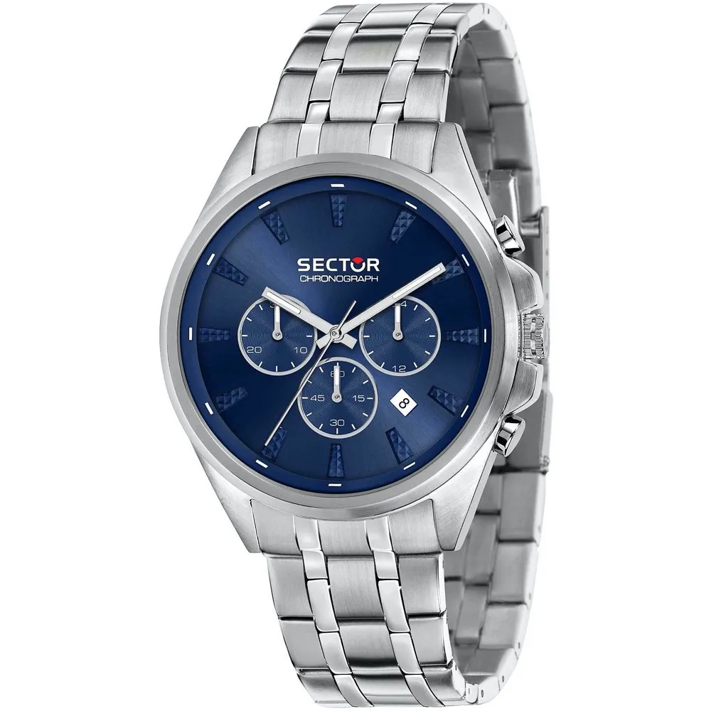 Orologio Uomo SECTOR 280 R3273991004 Chrono Bracciale Acciaio Blu Sub 50mt