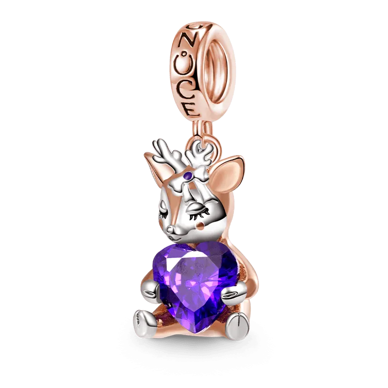 Gnoce Charm Ciondolo Cervo Adorabile Abbraccia La Pietra Cuore