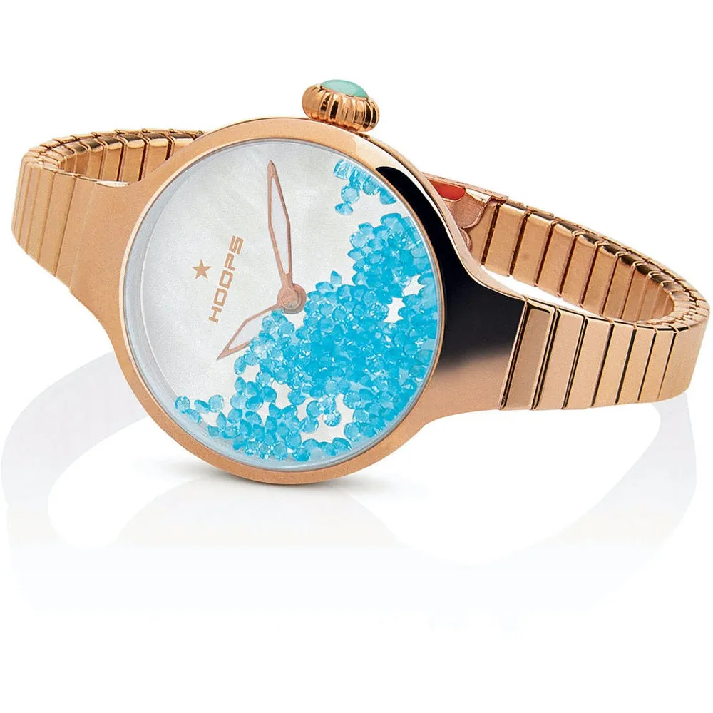 Orologio Donna HOOPS NOUVEAU CHERIE 2612L-RG05 Elastico Acciaio Rosè Celeste