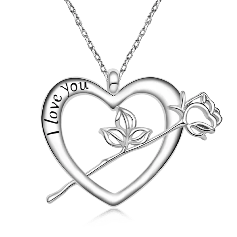 Gnoce Collana Cuore E Rosa “I Love You”
