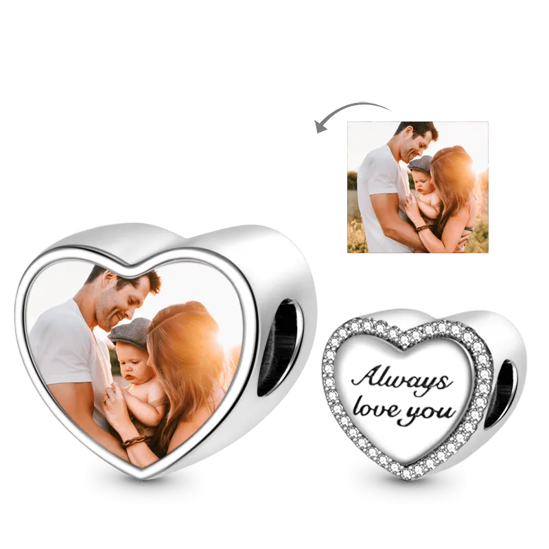 Gnoce Charm Foto Personalizzato Cuore Di Famiglia
