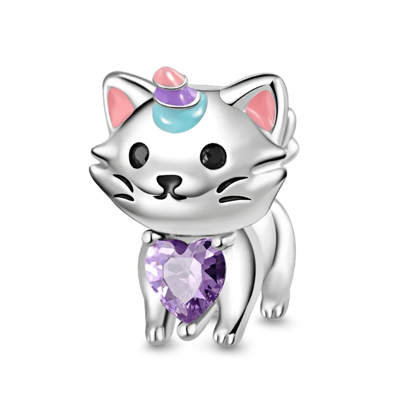 Gnoce Charm Gatto Unicorno Abbraccia La Pietra Cuore