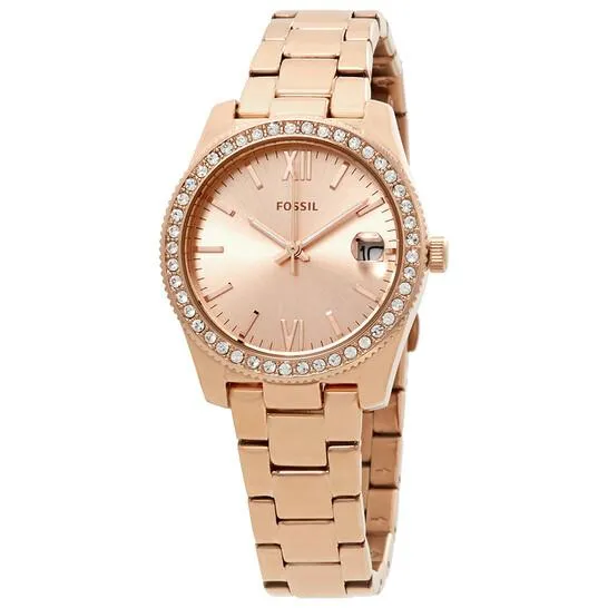 Orologio Donna FOSSIL SCARLETTE ES4318 Bracciale Acciaio Rosè Swarovski NEW