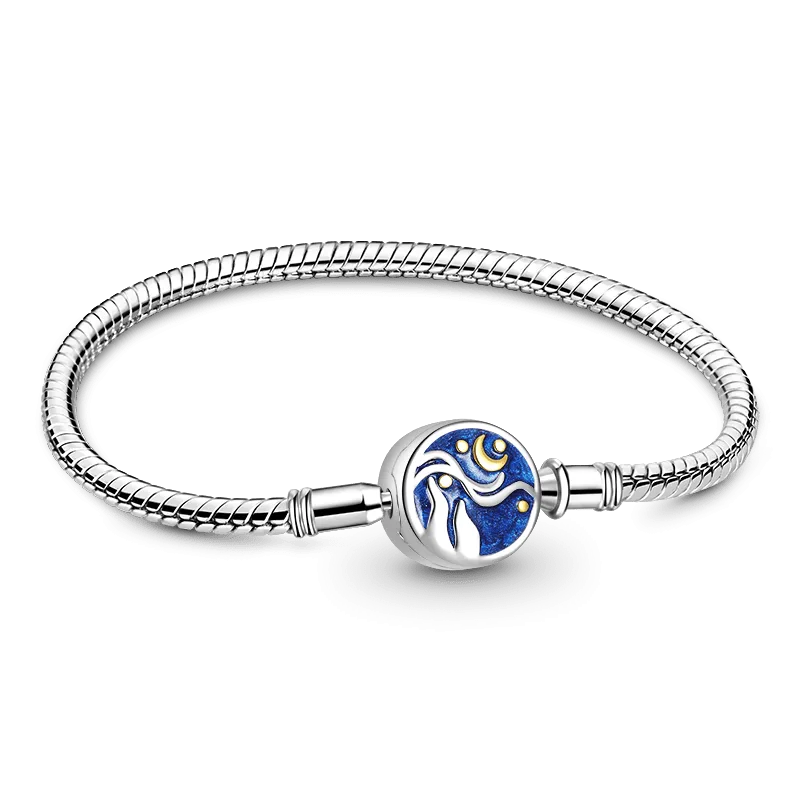 Gnoce Bracciale Base Stellato Blu Catena A Serpente
