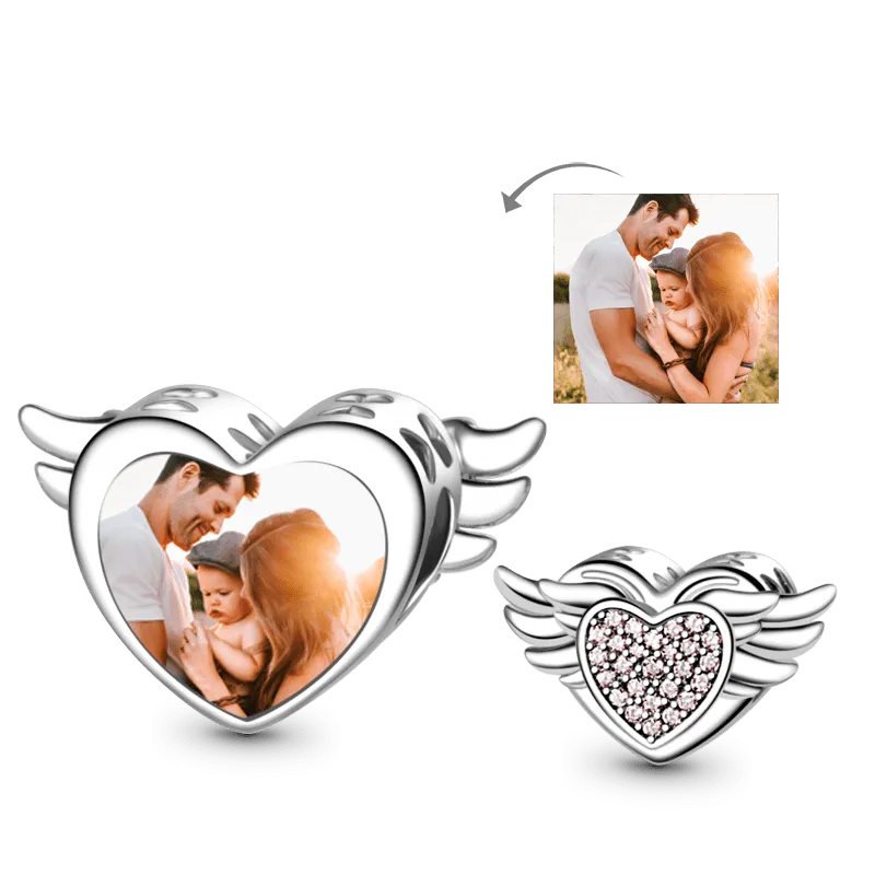 Gnoce Charm Foto Personalizzato Cuore D'Ala