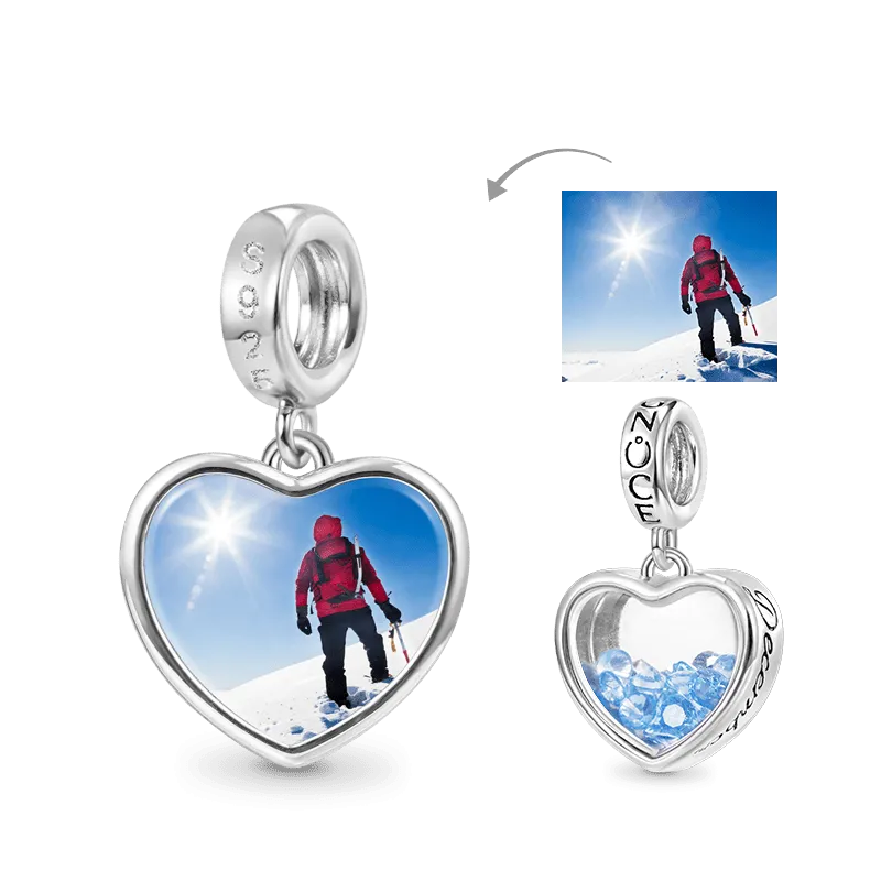 Gnoce Ciondolo Foto Cuore Personalizzato con Dic. Pietra Portafortuna