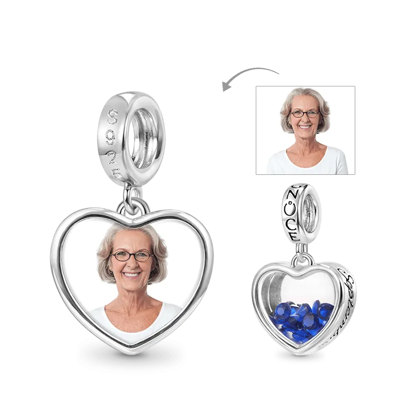 Gnoce Ciondolo Foto Cuore Personalizzato con Set. Pietra Portafortuna