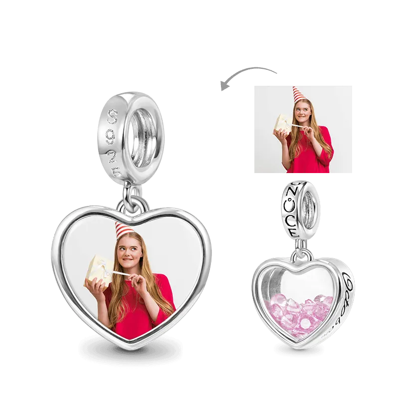 Gnoce Ciondolo Foto Cuore Personalizzato con Ott. Pietra Portafortuna