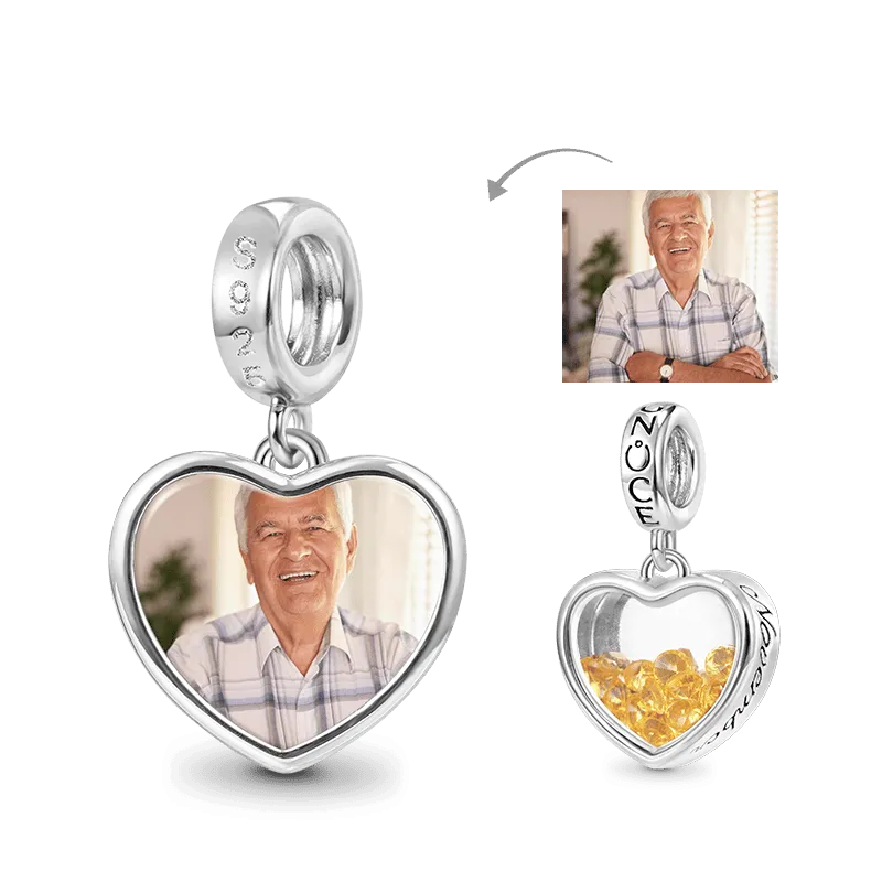 Gnoce Ciondolo Foto Cuore Personalizzato con Nov. Pietra Portafortuna
