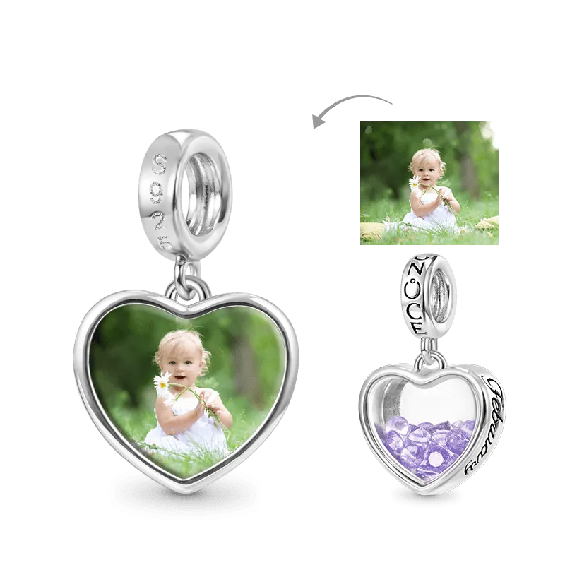 Gnoce Ciondolo Foto Cuore Personalizzato con Feb. Pietra Portafortuna