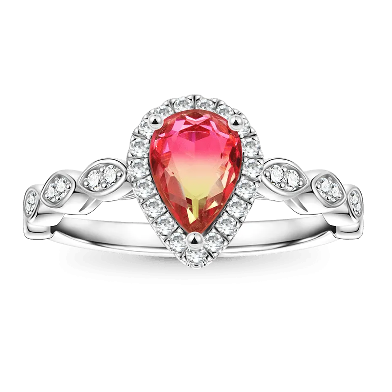 Gnoce Anello Opal Taglio a Pera Il Colore Del Tramonto