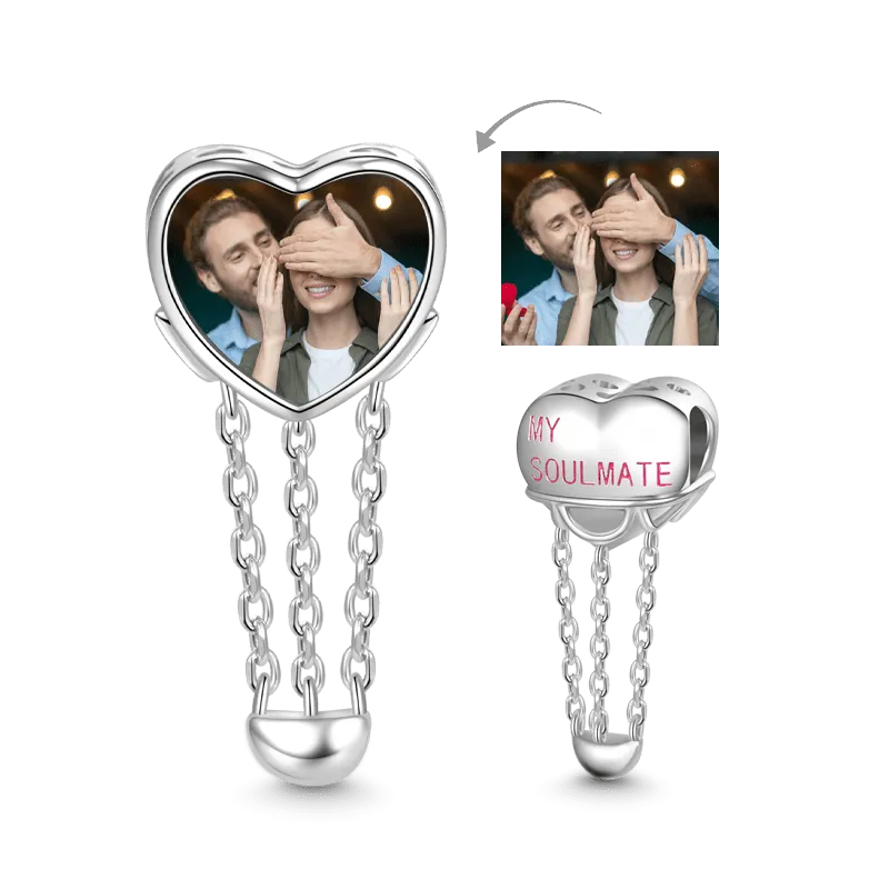 Gnoce Charm Foto Personalizzato Cuore "Never Be Apart"