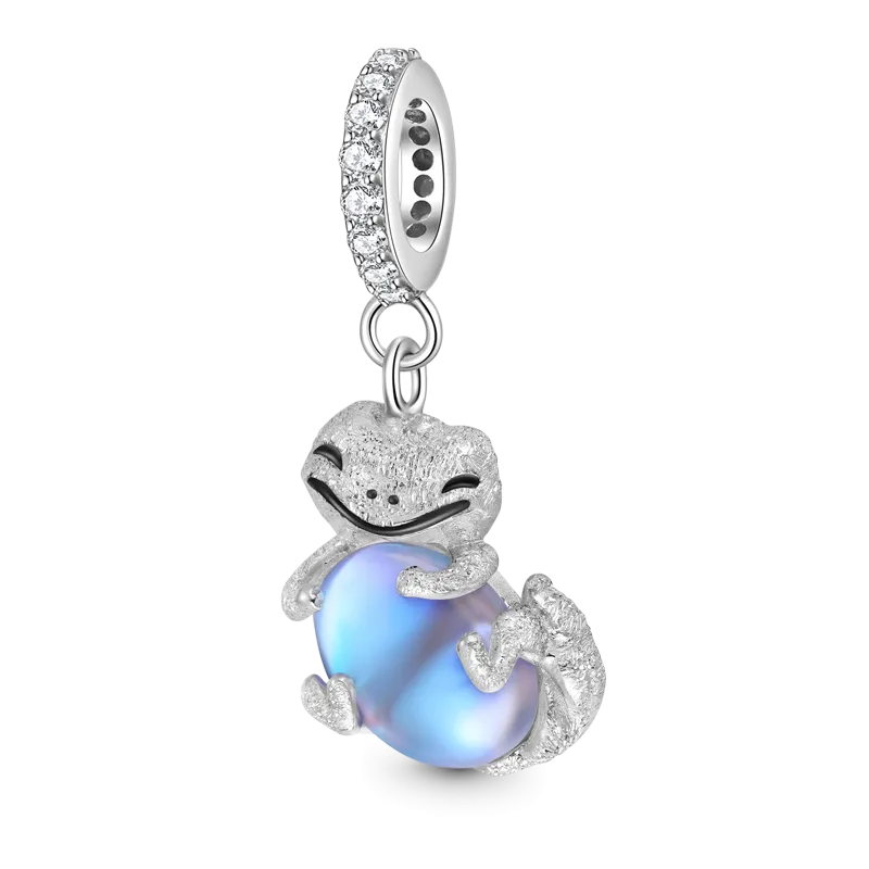 Gnoce Charm Lucertola Abbraccia Moonstone