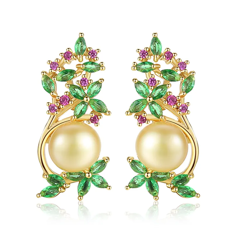 Gnoce Orecchini a Labo Perla e Fiori Vintage