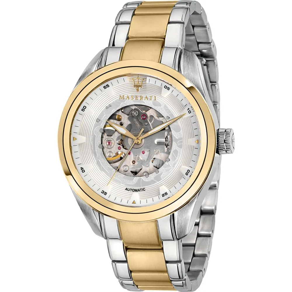 Orologio Automatico Uomo MASERATI TRAGUARDO R8823112004 Acciaio Gold Scheletrato