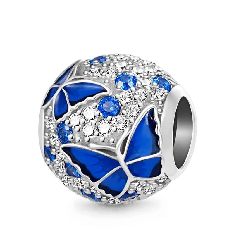 Gnoce Charm Scintillante Farfalla d'Amore Blu