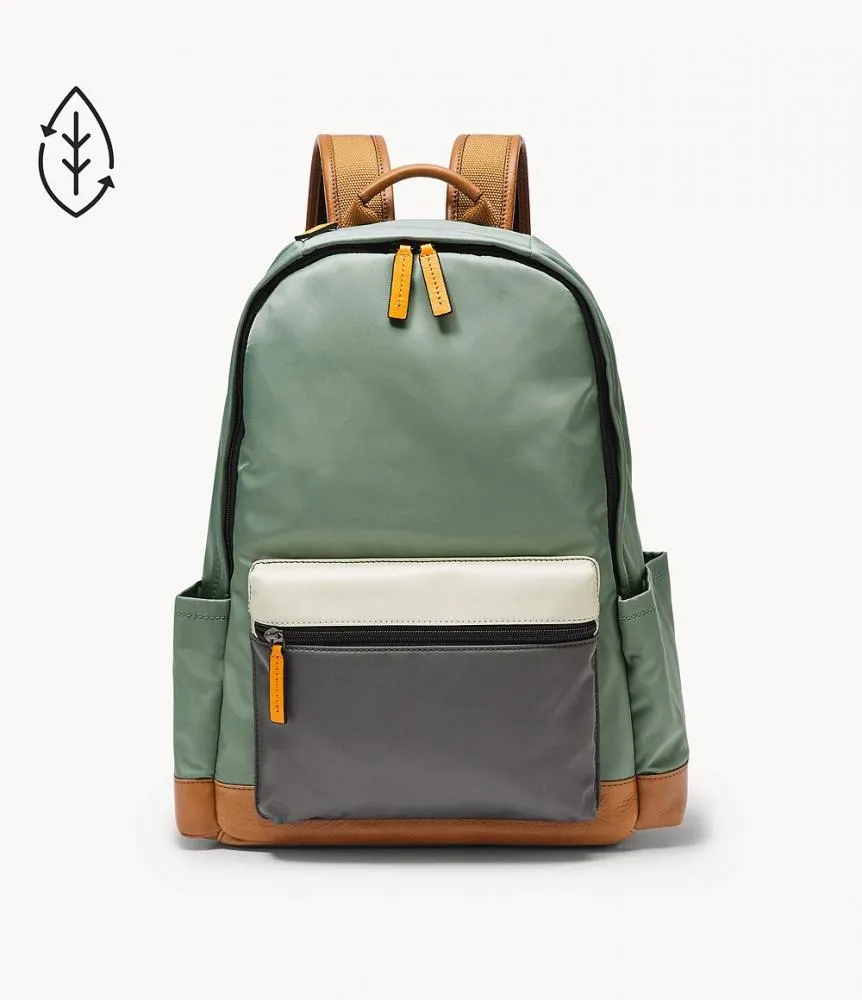 Zaino Uomo FOSSIL BUCKNER MBG9586343 Poliestere Verde Marrone Workbag