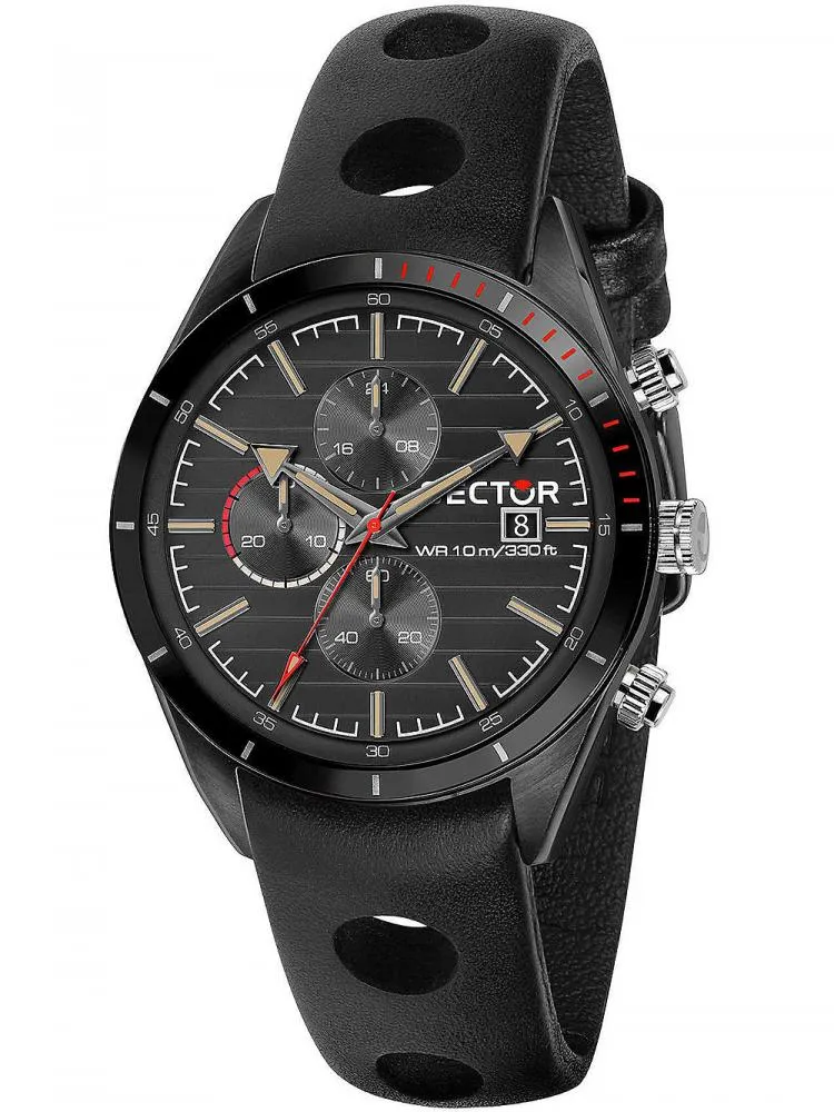 Orologio Uomo SECTOR 770 R3271616002 Chrono Pelle Nero Sub 100mt NEW