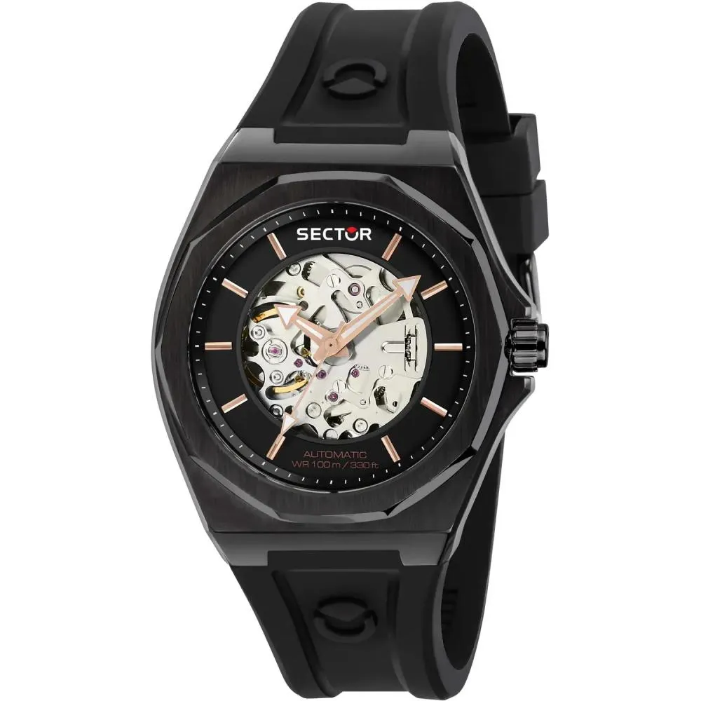 Orologio Automatico Uomo SECTOR 960 R3221528001 Silicone Nero Scheletrato