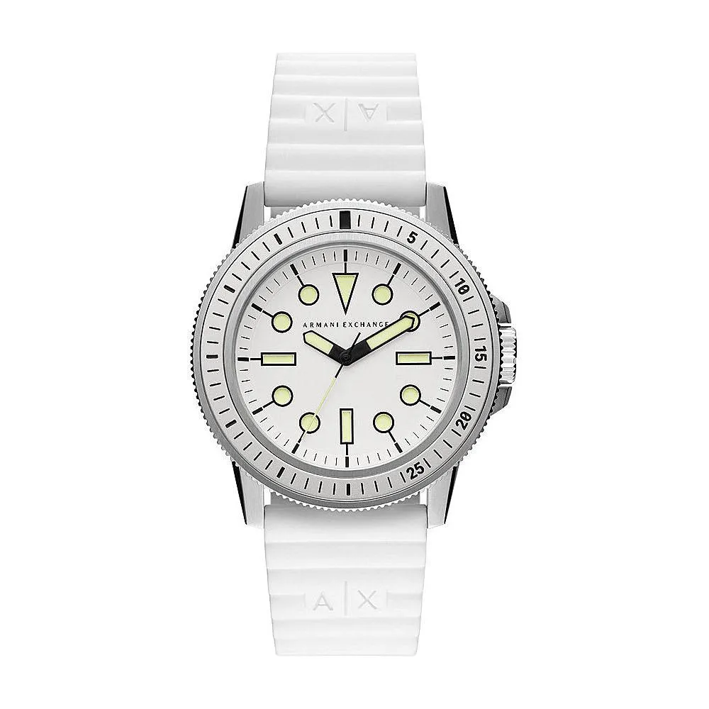 Orologio Uomo ARMANI EXCHANGE LEONARDO AX1850 Silicone Bianco NEW