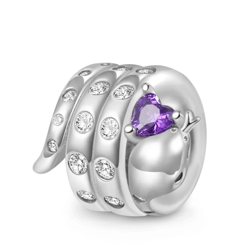 Gnoce Charm Serpente Zodiaco cinese Abbraccia la Pietra Cuore