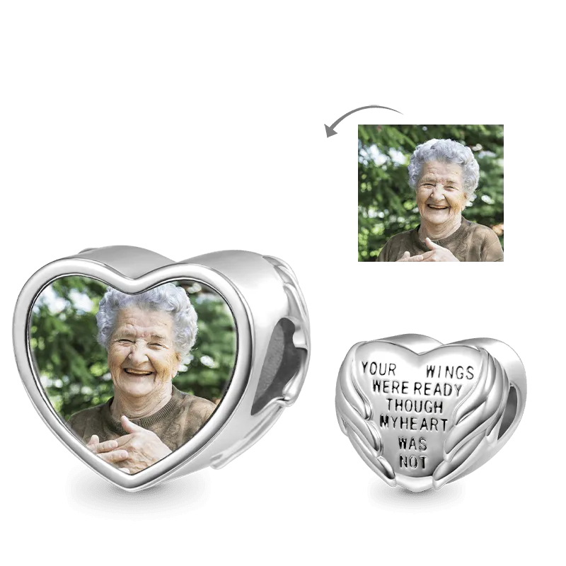 Gnoce Charm Foto Personalizzato Ali d'Angelo cuore