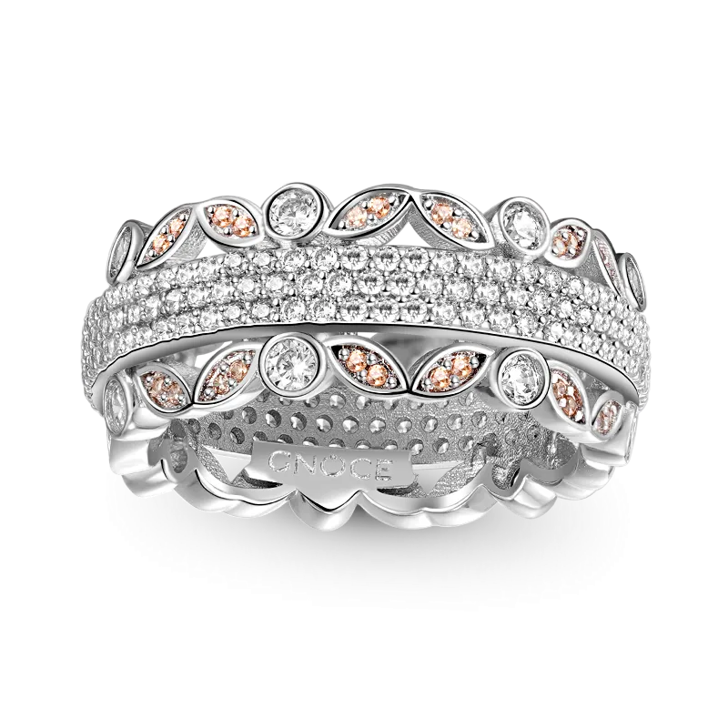 Anello In Pavé Di Zircone Con Pietre Trasparenti Cz