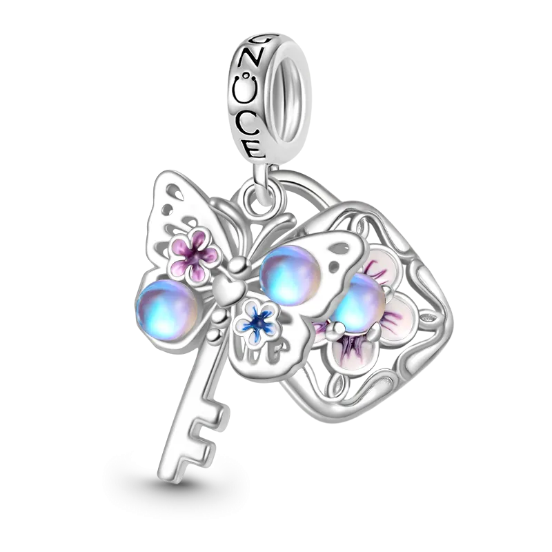 Gnoce Ciondolo Doppio Farfalla Lucchetto a Chiave