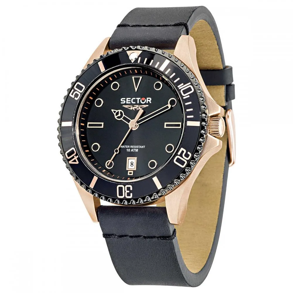 Orologio Uomo SECTOR 235 R3251161013 Vera Pelle Nero Rosè